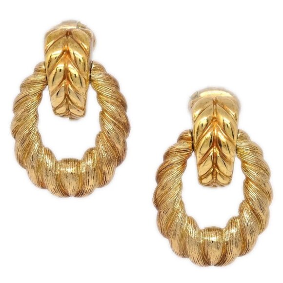 Christian Dior Gold Hoop Earrings Clip-On 176215 - Picture 1 of 4